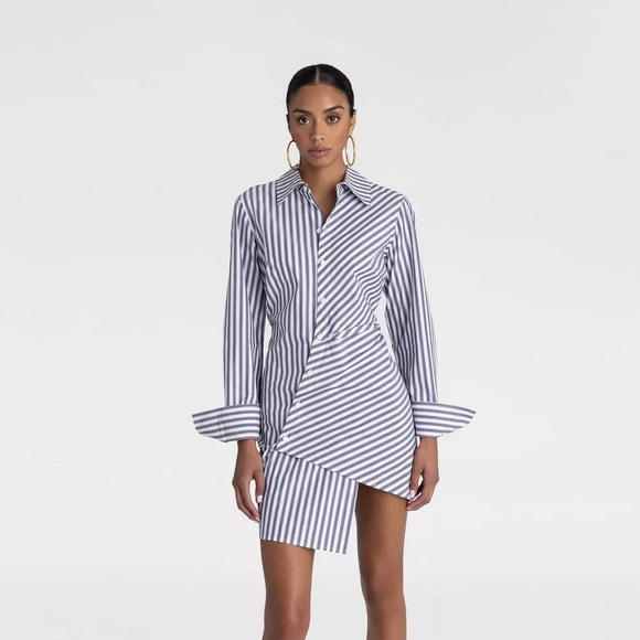 Kahlana Dresses & Skirts - KBB KAHLANA Target‎ S Small Long Sleeve The Draped Shirtdress Blue Striped Dress